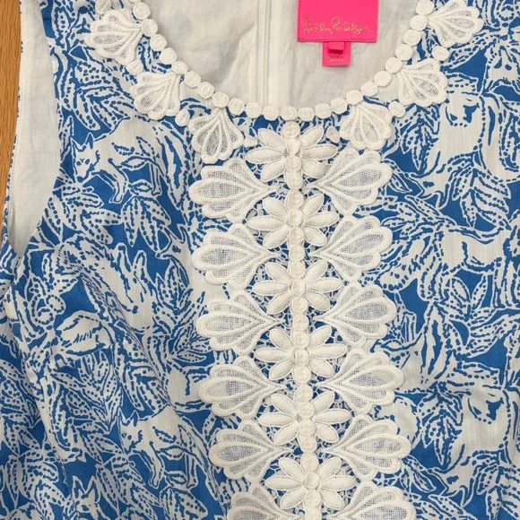 Blue and White fox print lilly pulitzer dress - Picture 3 of 7